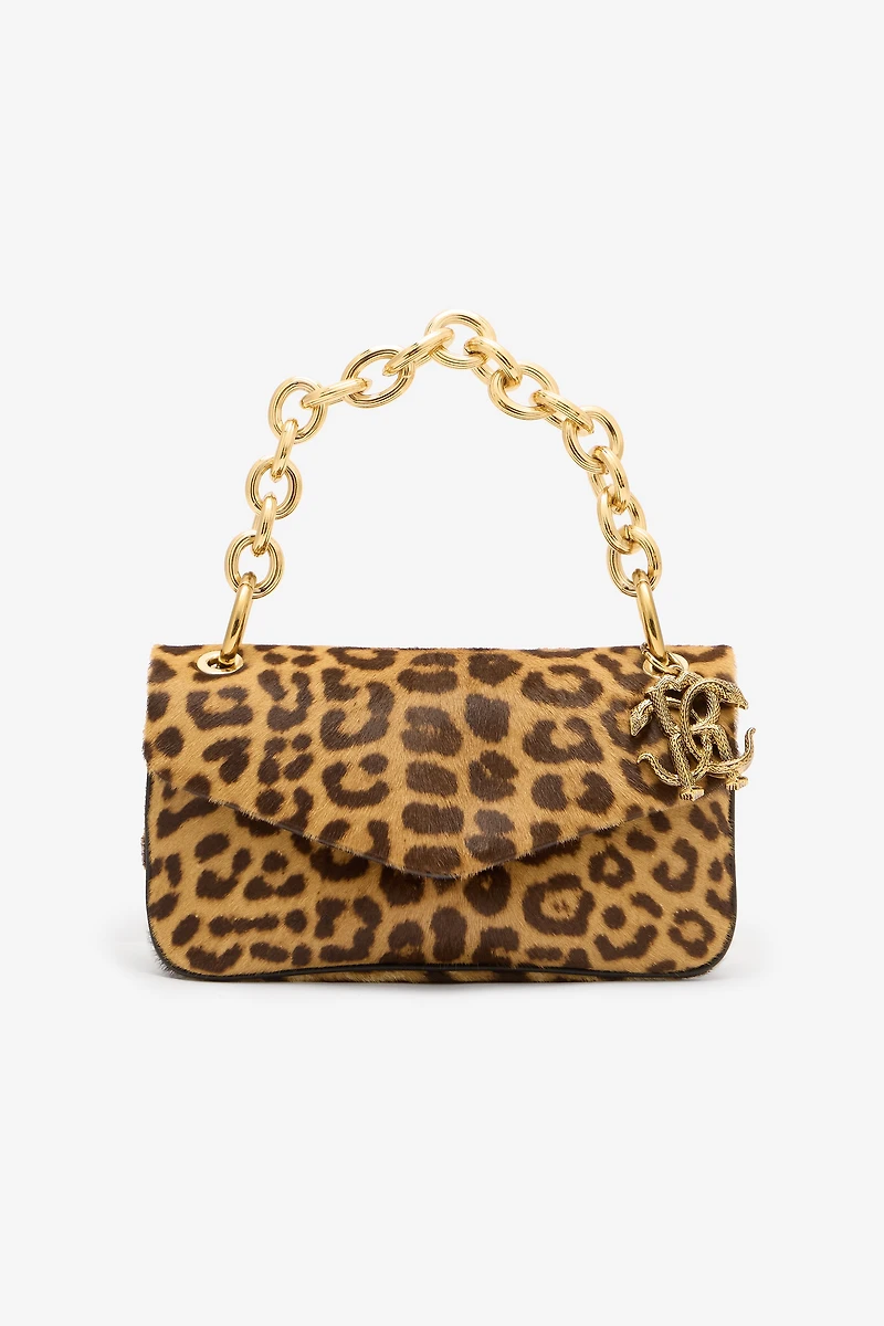 Small Bag With Leopard Skin Print And Chain