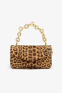 Small Bag With Leopard Skin Print And Chain