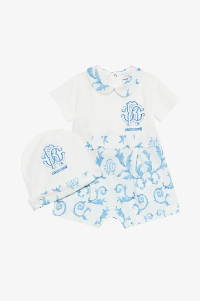 Romper Suit And Hat Set With RC Monogram