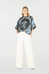 T-Shirt With Mirror Snake Monogram And Marble Print