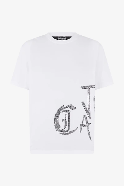 White Cotton T-Shirt With Graphic Print