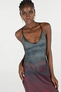 Long Slip Dress With A Mottled Effect