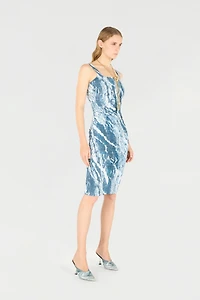 Marble-Print Midi Dress