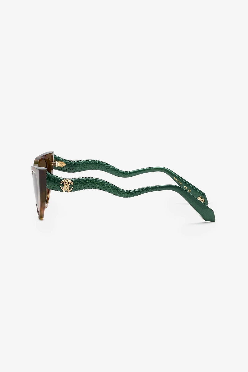 Cat-eye shape sunglasses with scale effect temples