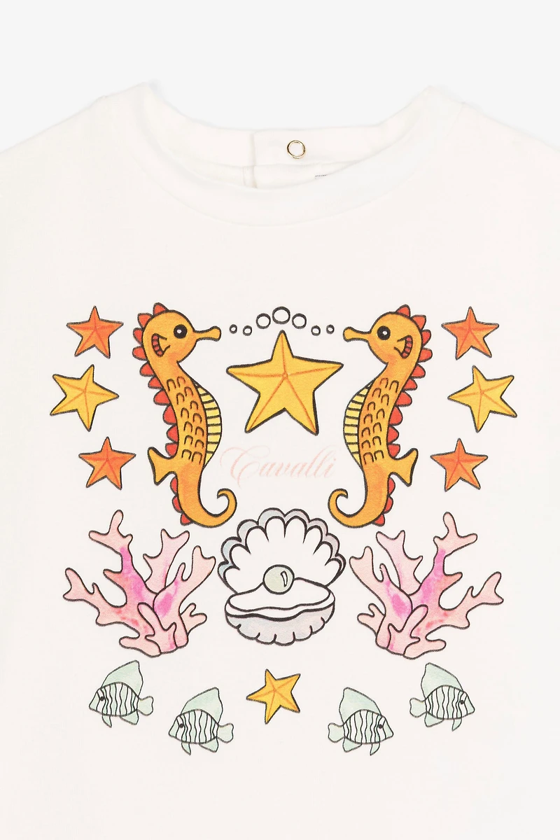 Aquatic-print short-sleeved dress