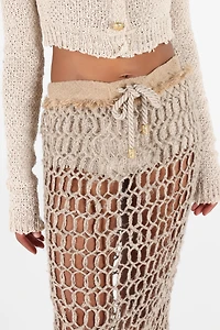 Long Mesh Skirt with Fringes