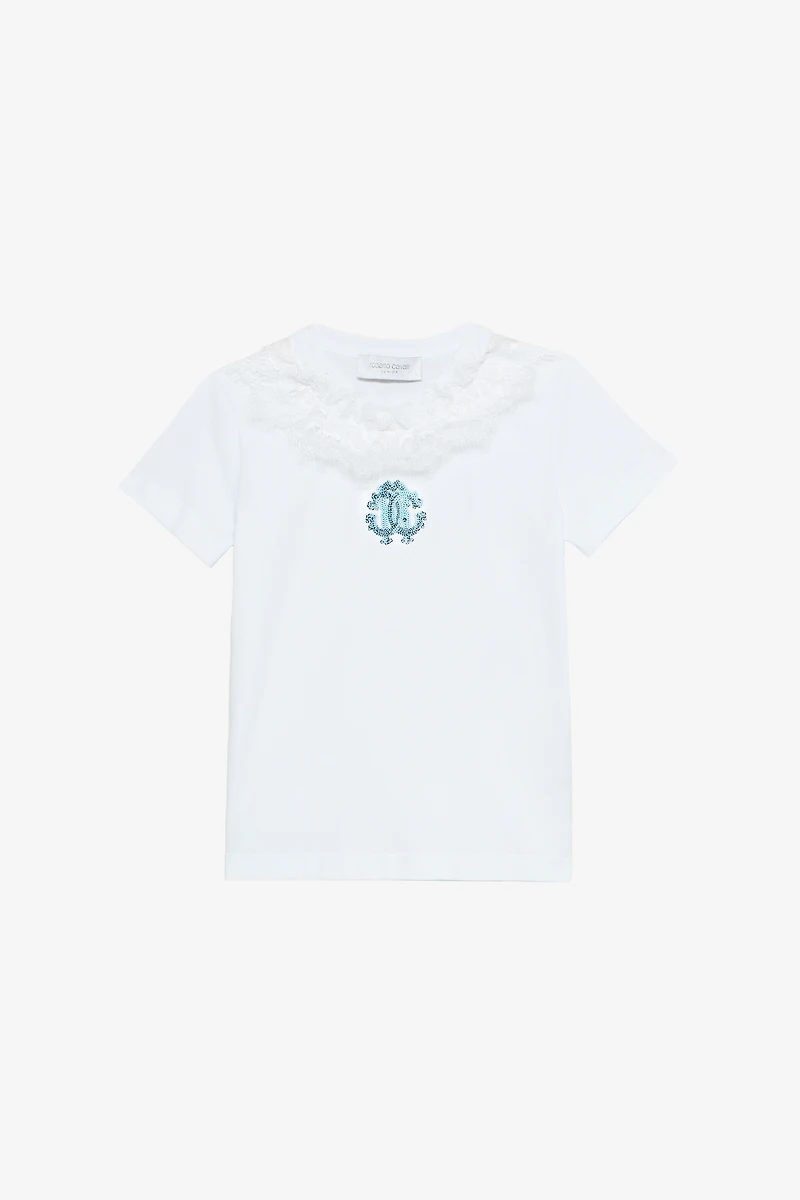 T-Shirt With RC Monogram And Lace