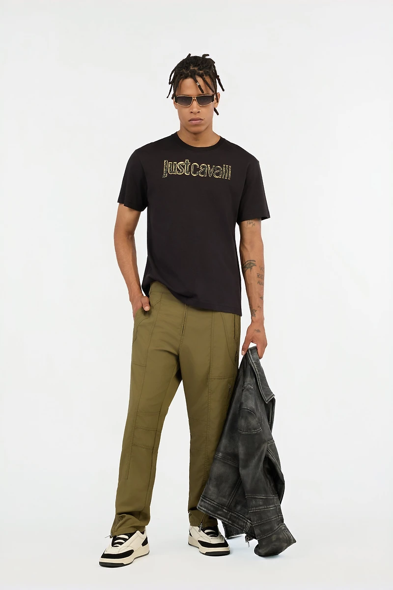 Black T-Shirt With Gold Logo