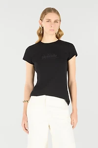 T-Shirt With Logo And Rhinestones
