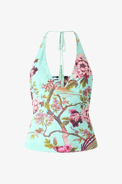 Top With Oriental Bird Print