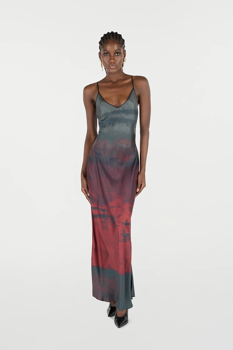 Long Slip Dress With A Mottled Effect