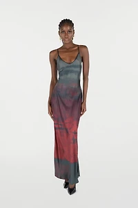 Long Slip Dress With A Mottled Effect