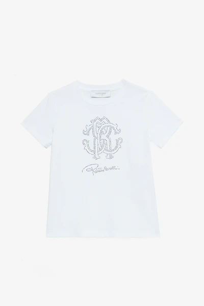 T-Shirt With RC Monogram And Rhinestone Logo