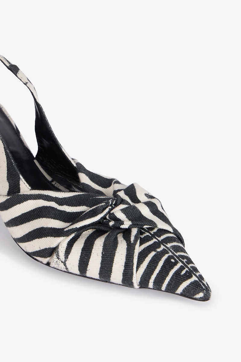 Zebra Print Slingbacks With Knotted Detail