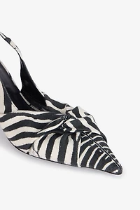 Zebra Print Slingbacks With Knotted Detail