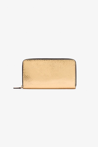 Snake Print Zip-Around Wallet