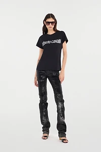Distressed-Effect Python Skin Jeans