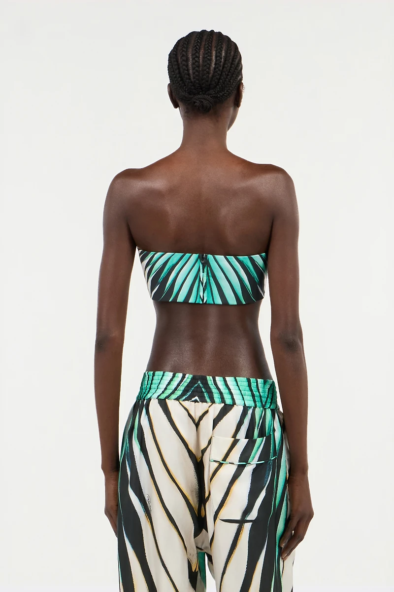 Ray Of Sea Print Bandeau Top