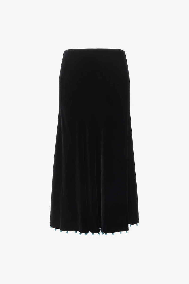 Beaded-trim high-waisted skirt