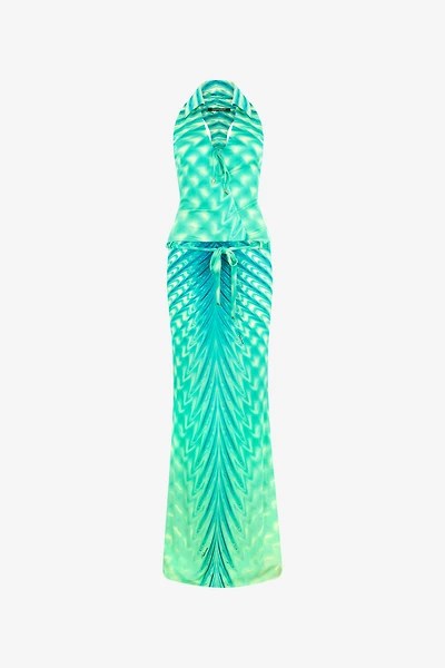 Long Dress with Optical Glass Print