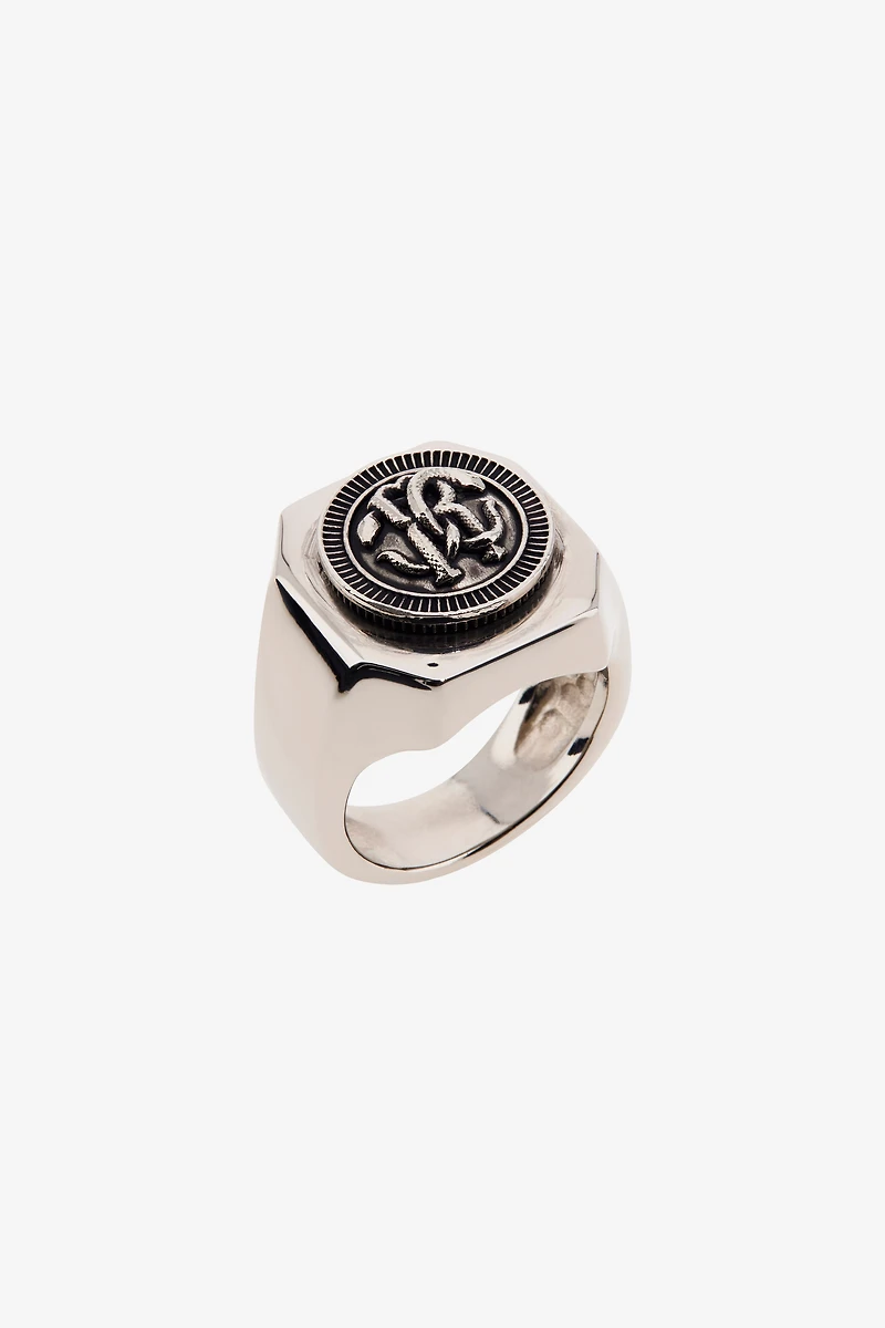 Silver-Tone RC Monogram Signet Ring