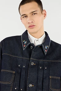 Denim Jacket With Studs And Stones
