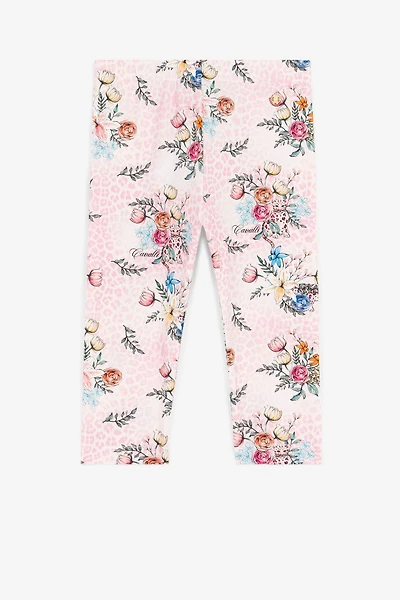 Jaguar And Flower-Print Cotton Leggings