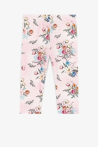 Jaguar And Flower-Print Cotton Leggings