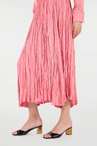 Crumpled-Effect Midi Skirt