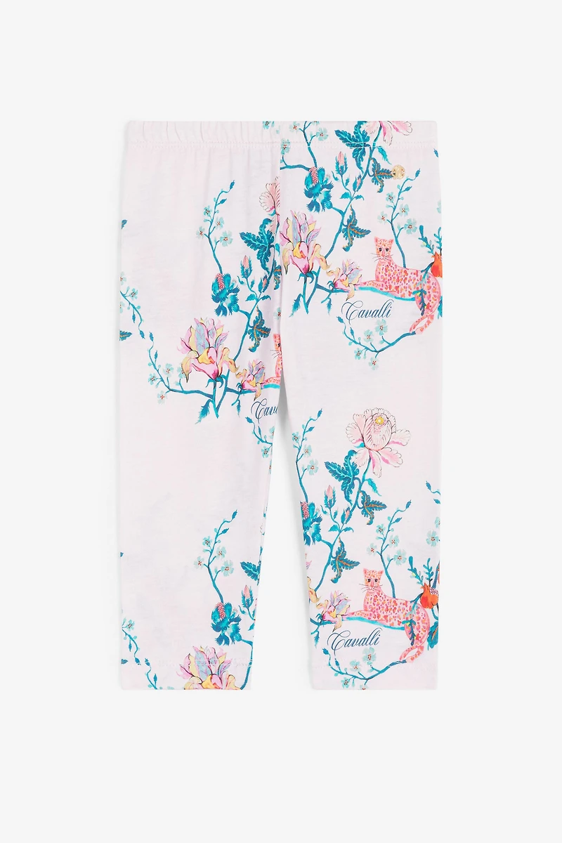 Leopard And Flower-Print Cotton Leggings