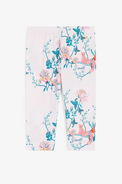 Leopard And Flower-Print Cotton Leggings