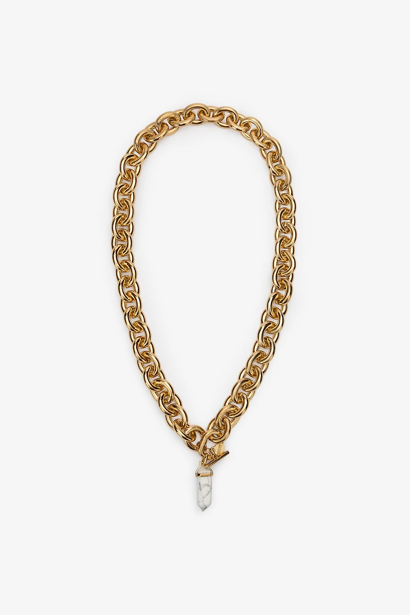 Chain necklace with stone pendant