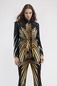 Ray Of Gold Print Silk Jacket