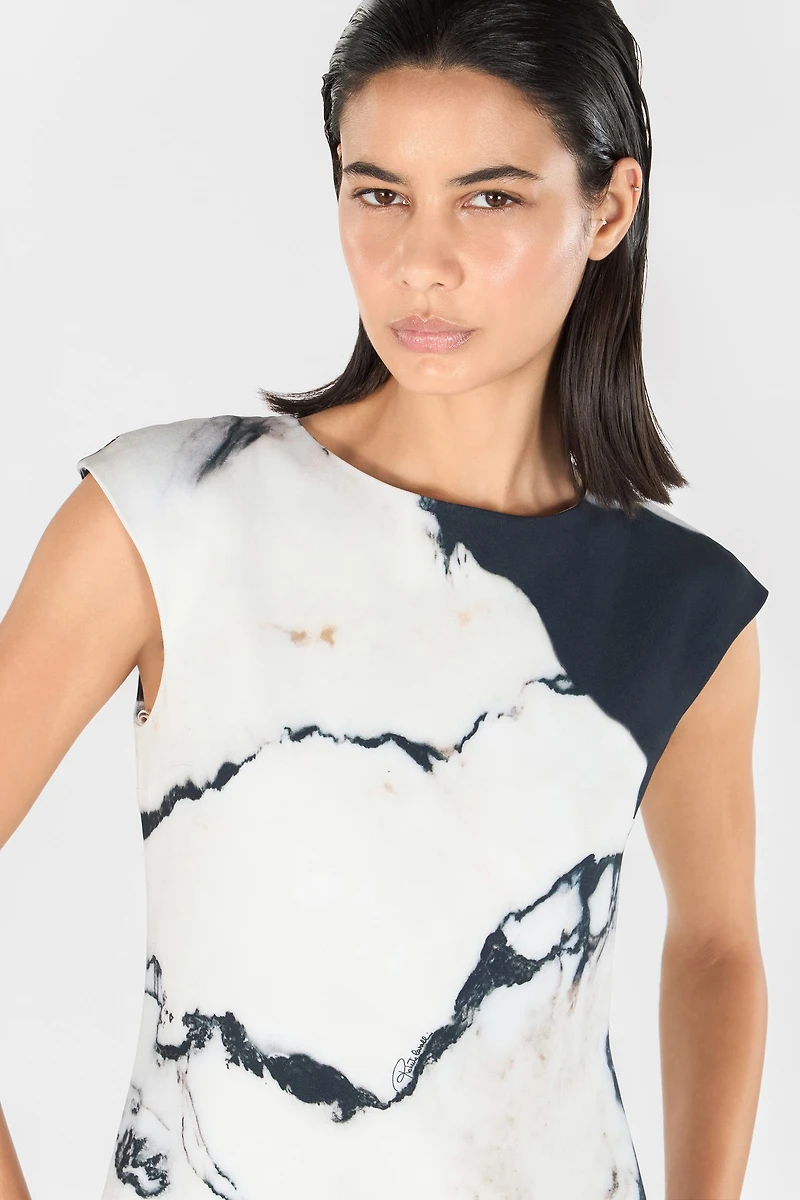 Midi dress with Marble print