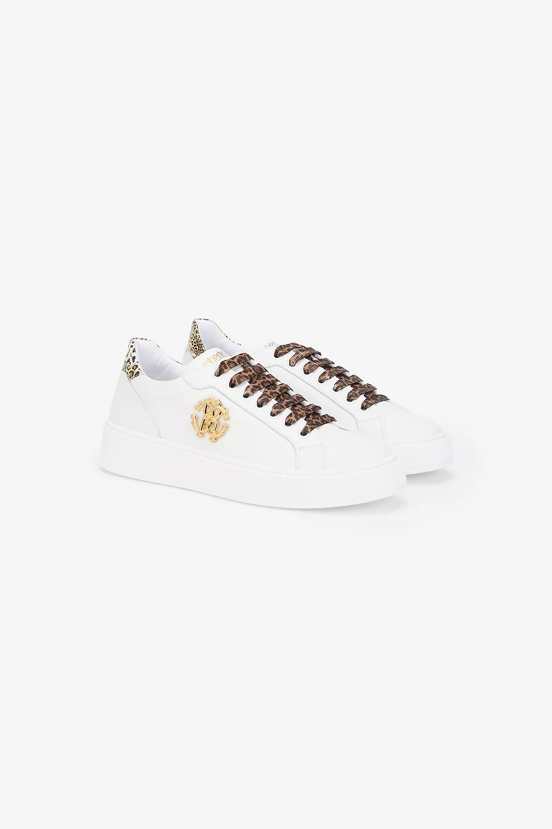White Sneaker With Leopard Print And RC Monogram