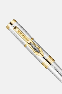 Roberto Cavalli Chevron Ballpoint Pen, Two Tone Silver & Gold Color