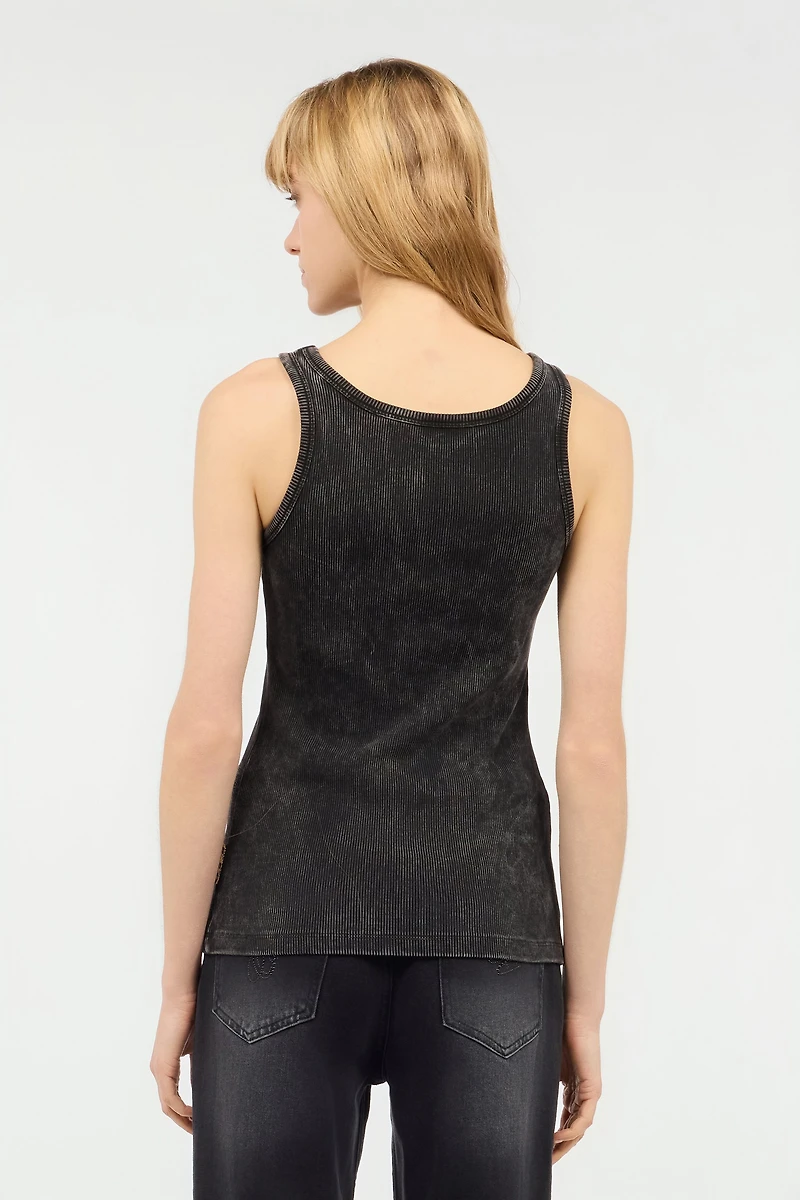 Stretch Cotton Tank Top With JC Monogram