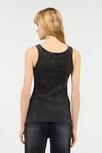 Stretch Cotton Tank Top With JC Monogram