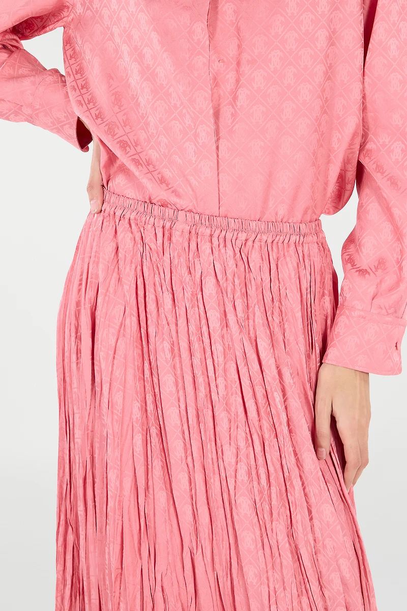 Crumpled-Effect Midi Skirt