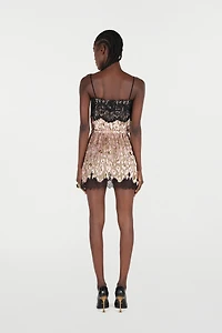Silk Mini Dress With Lace Inserts