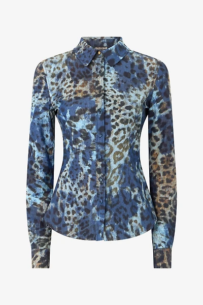 Cotton Shirt With Jaguar Skin Print