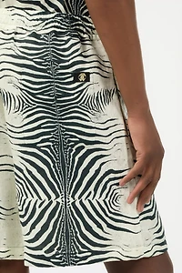 Linen Bermuda Shorts With Mini Zebra Print