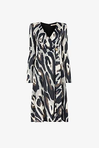 Animal-print wrap midi dress