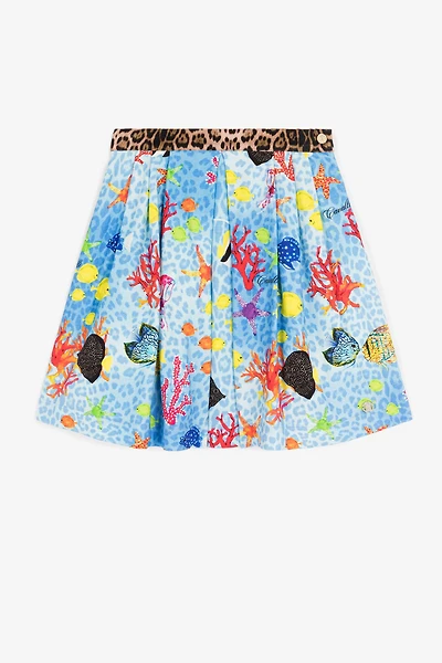 Sea-motif pleated skirt