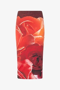Pencil Skirt With Rose Print