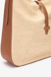 Large Raffia-Effect Shoulder Bag