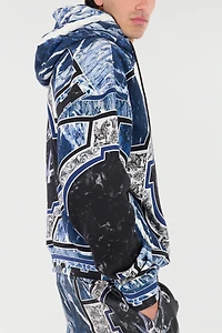 Sweatshirt With Marble Print And Embellishments