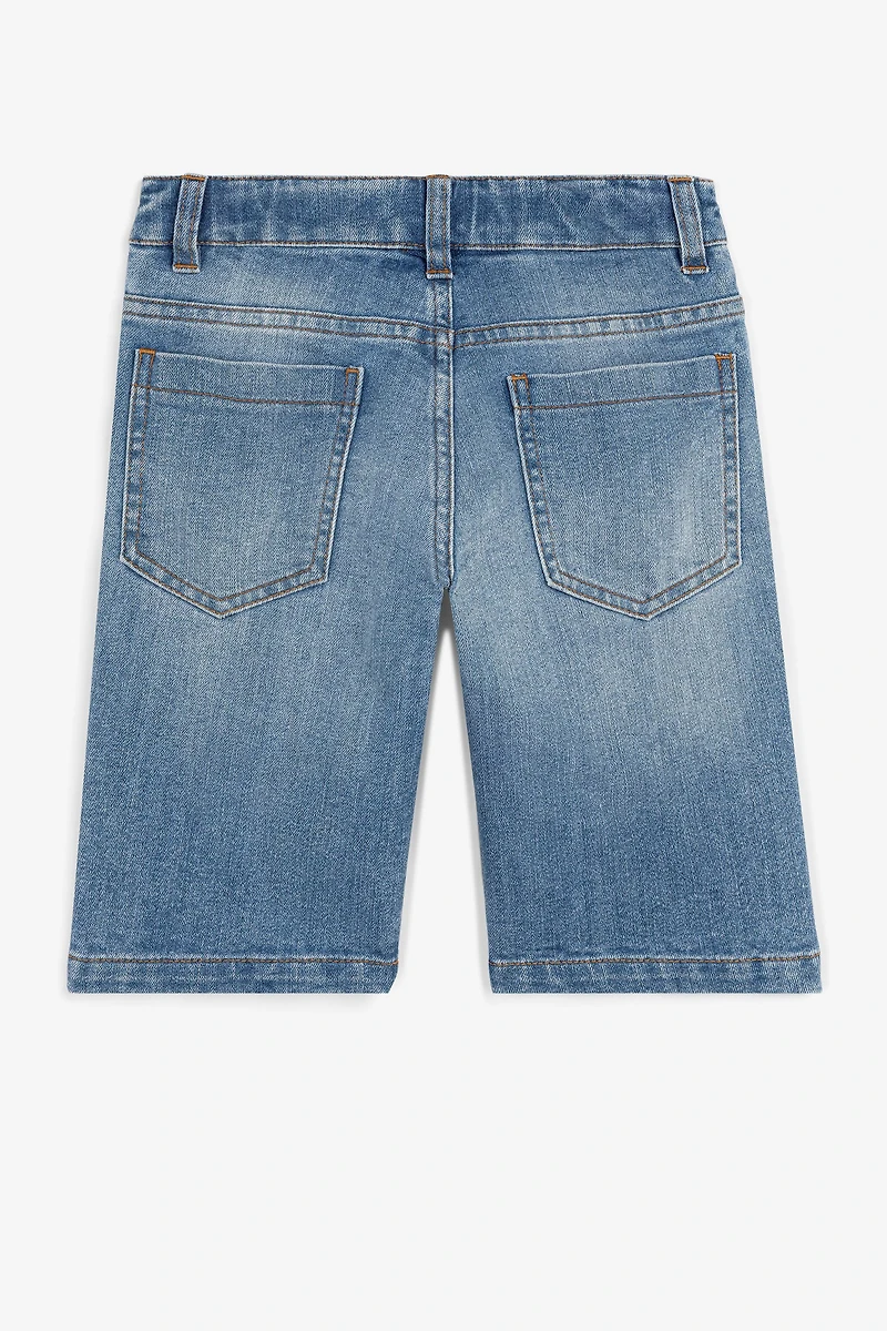 Animalier Patchwork-Print Denim Shorts