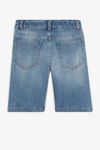Animalier Patchwork-Print Denim Shorts