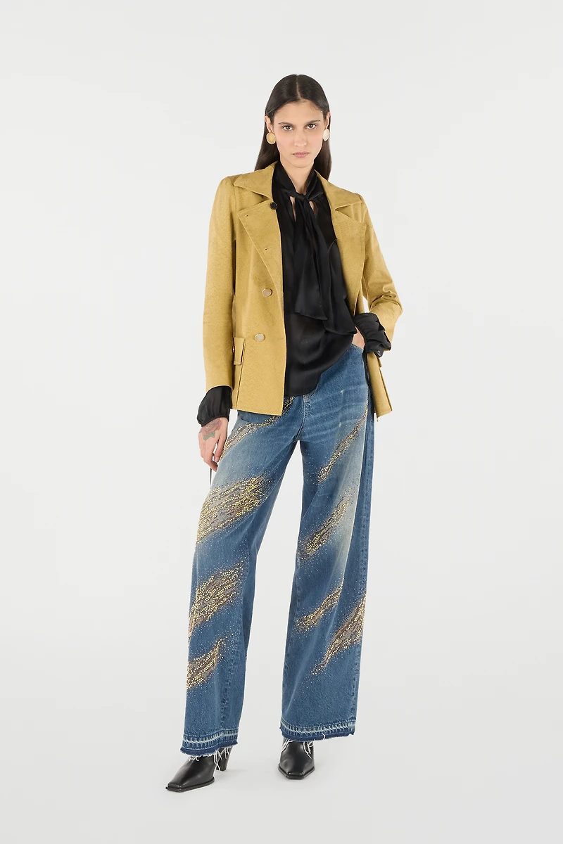 Double-Breasted Jacket With Python Pattern